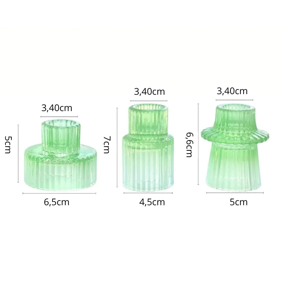 Photophore et bougie | Ambiance chaleureuse pour vos soirées Vert clair 3 pièces