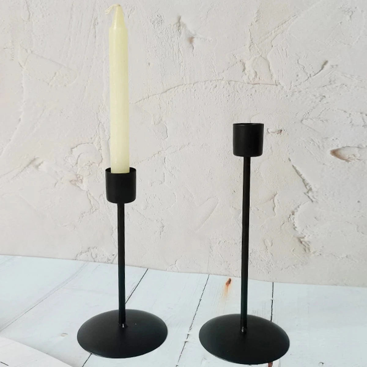 2 Bougeoirs noirs | Touche décorative sobre et intemporelle Noir / 2 pièces