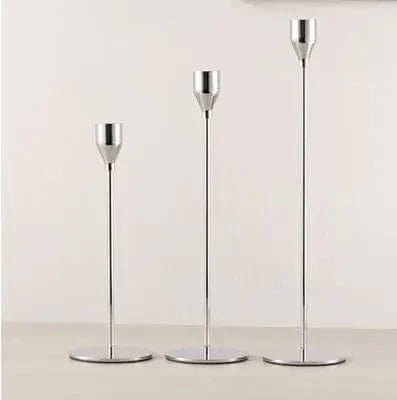 3 bougeoirs métal | Style intemporel pour votre intérieur Argenté