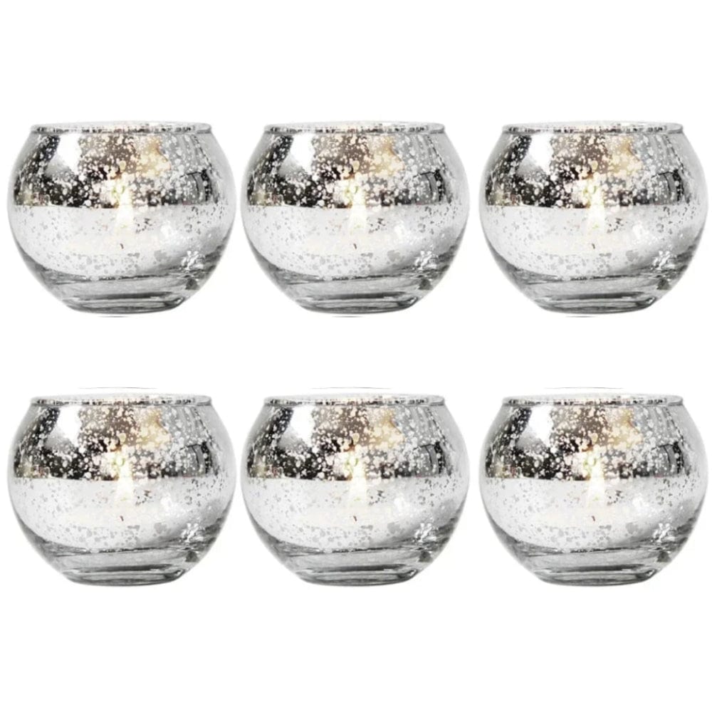 6 Photophores verre | Ambiance chaleureuse et intemporelle 6Pcs Argent