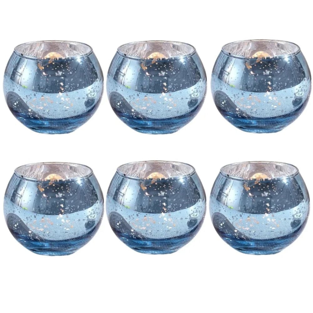6 Photophores verre | Ambiance chaleureuse et intemporelle 6Pcs Bleu