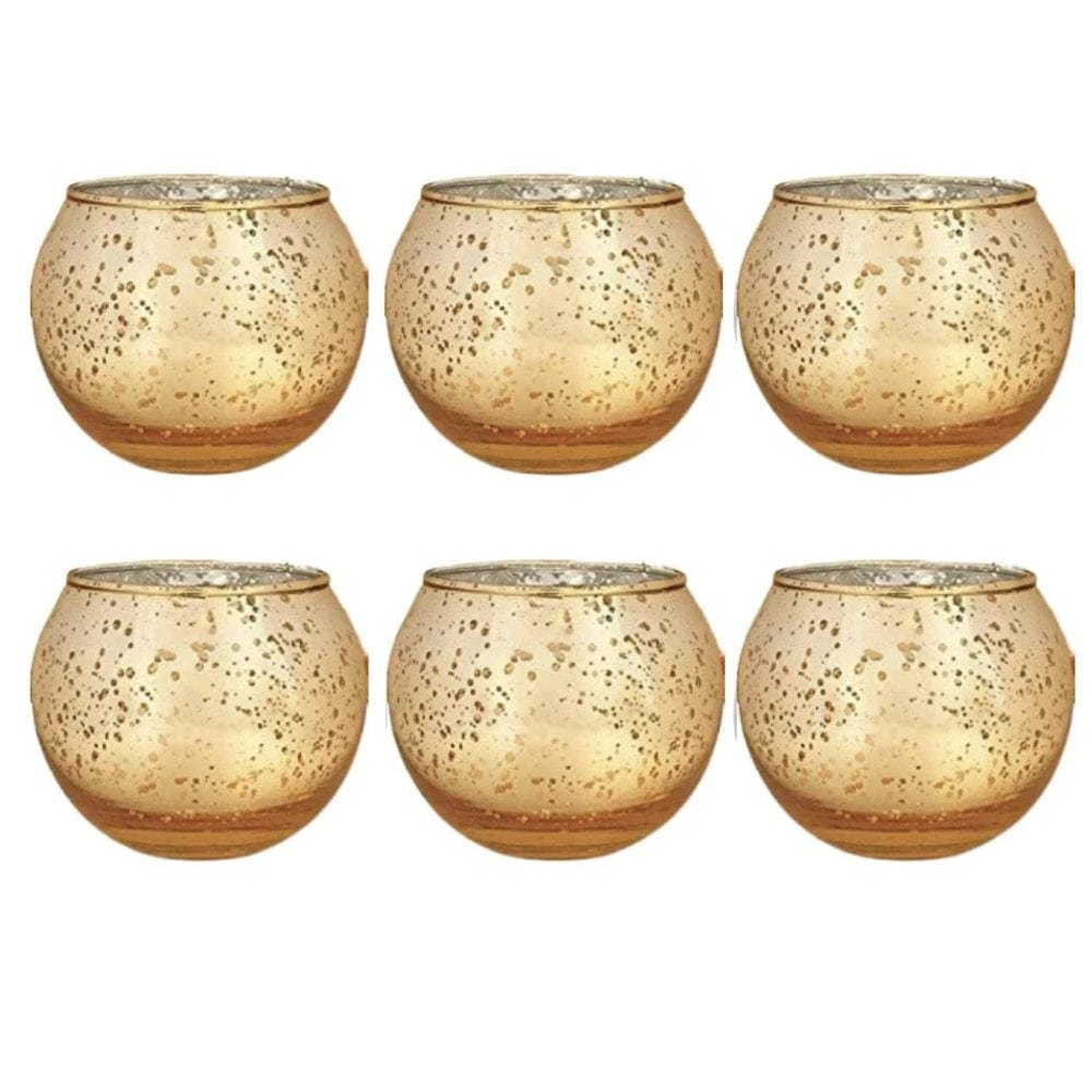 6 Photophores verre | Ambiance chaleureuse et intemporelle 6Pcs Doré