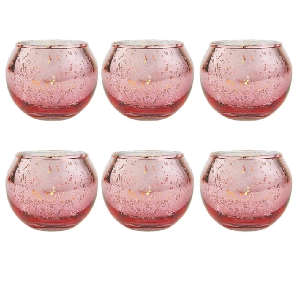 6 Photophores verre | Ambiance chaleureuse et intemporelle 6Pcs Rose