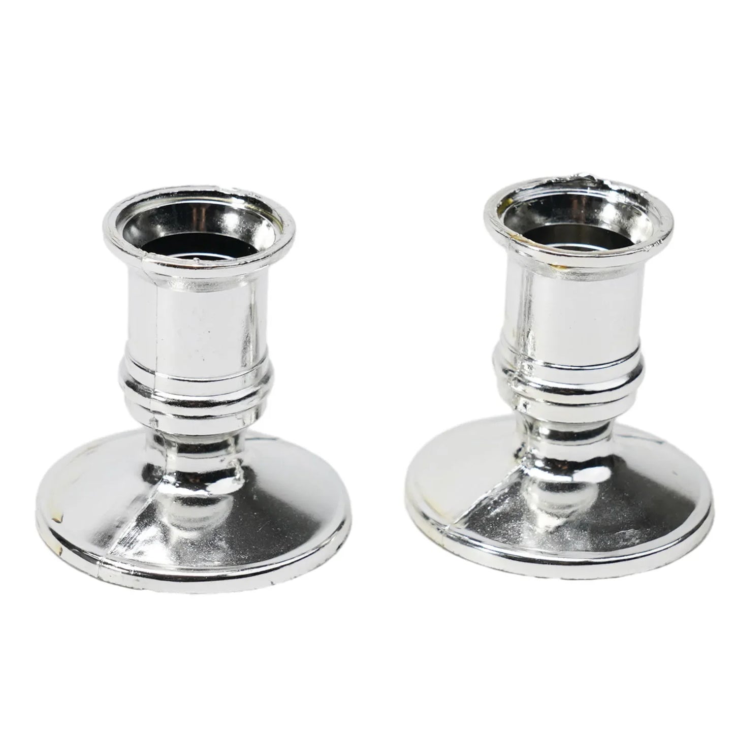 2 Bougeoirs argentés | Touche décorative brillante