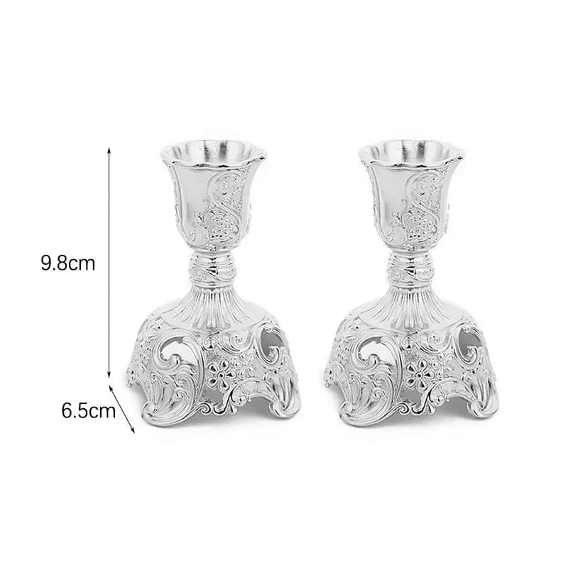 Bougeoir ancien | Élégance classique pour sublimer votre intérieur Petit Argenté 2 pièces