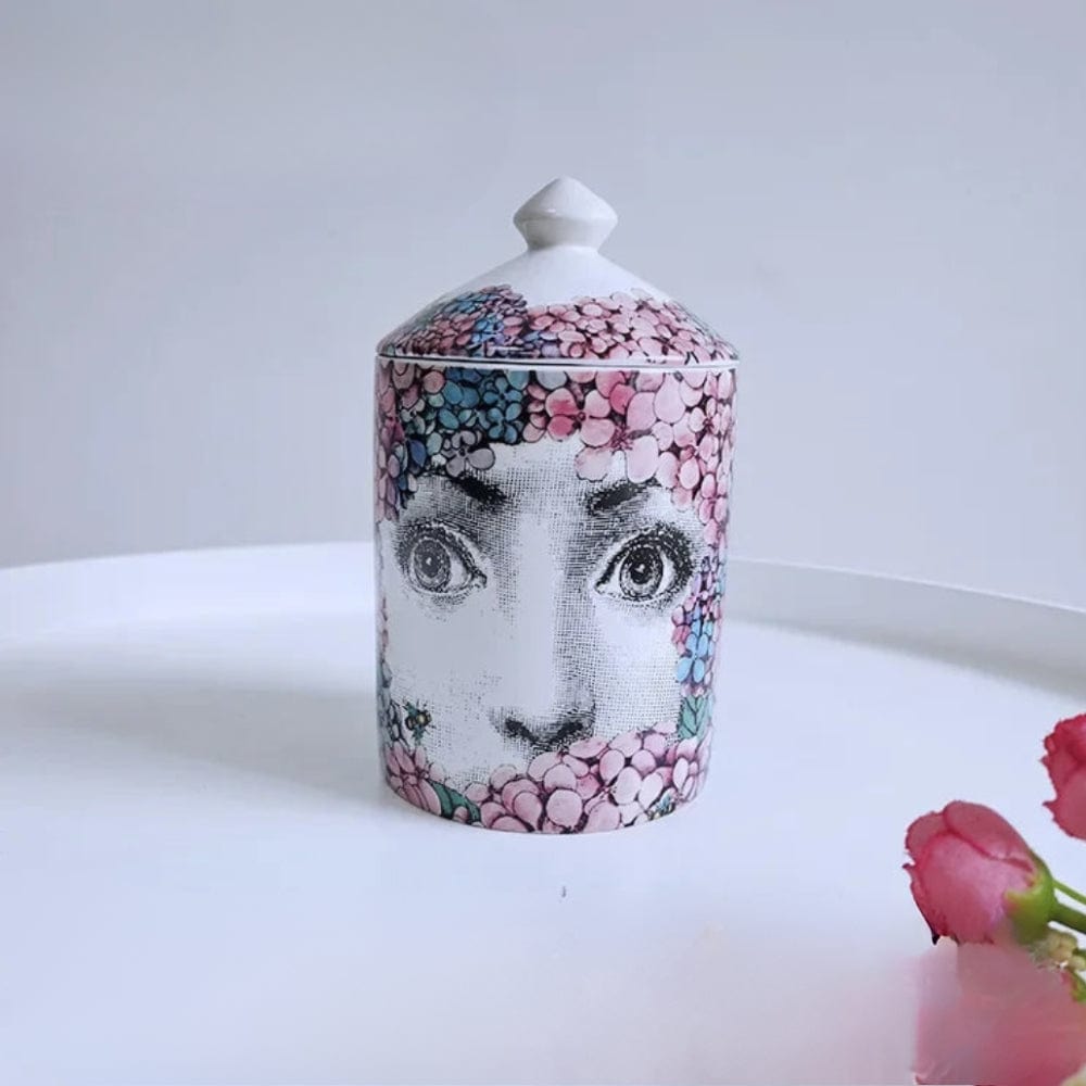 Bougeoir céramique | Accessoire déco raffiné et authentique Visage rose