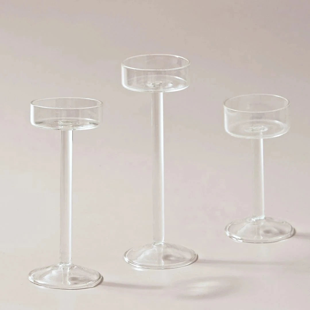 Bougeoir en verre sur pied | Décoration sophistiquée et intemporelle