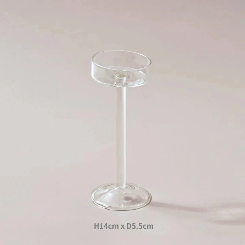 Bougeoir en verre sur pied | Décoration sophistiquée et intemporelle M / 6PC