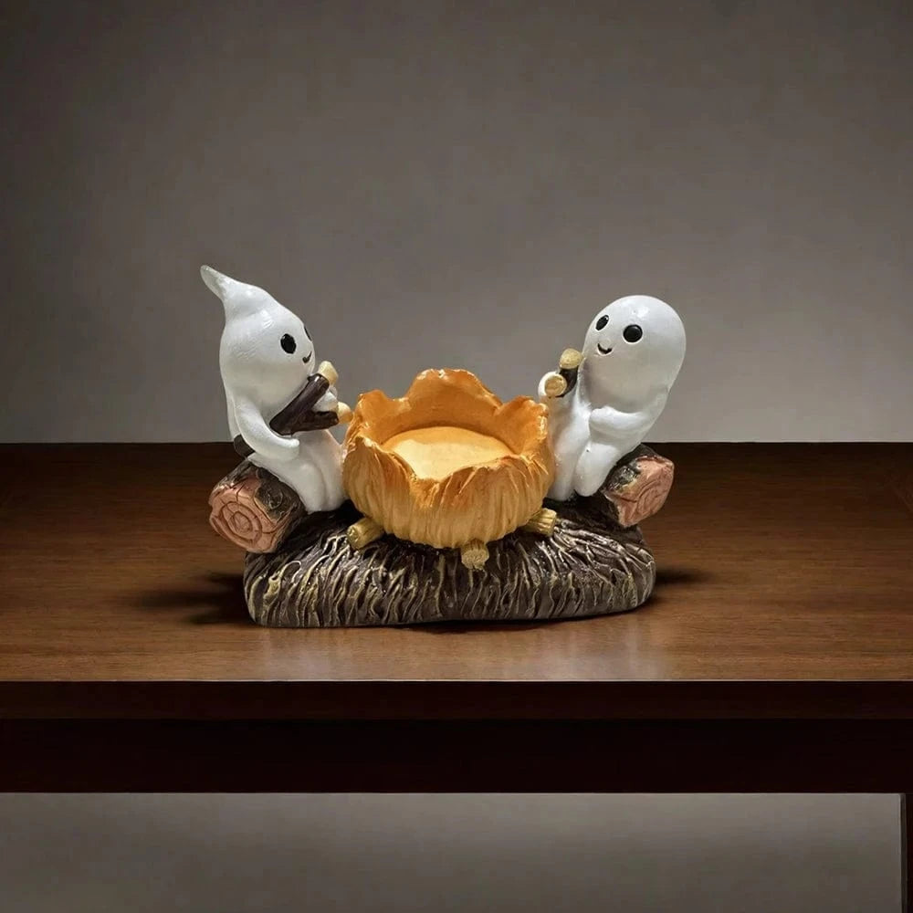 Bougeoir Halloween fantôme | Ambiance mystérieuse pour vos soirées Gris clair