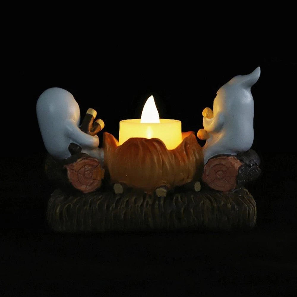 Bougeoir Halloween fantôme | Ambiance mystérieuse pour vos soirées Gris clair