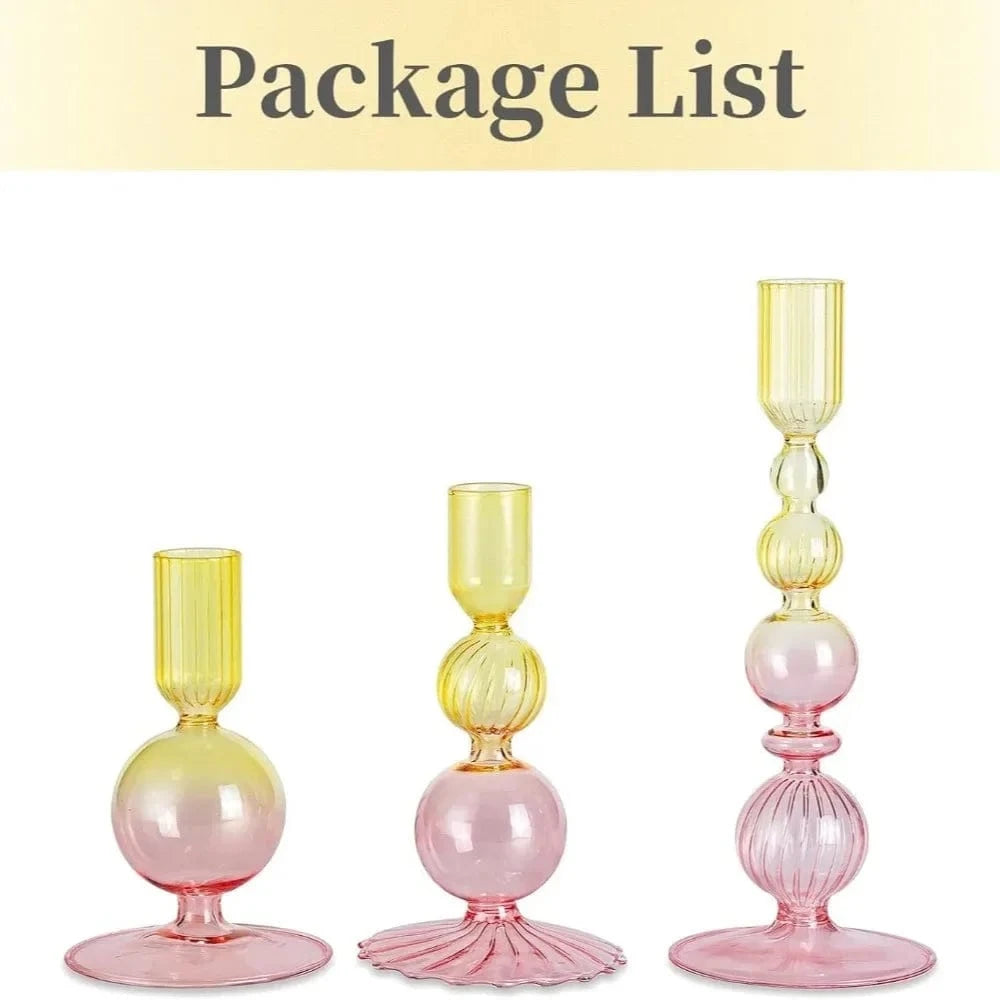 Bougeoir moderne | Accessoire chic pour un intérieur tendance Jaune & rose