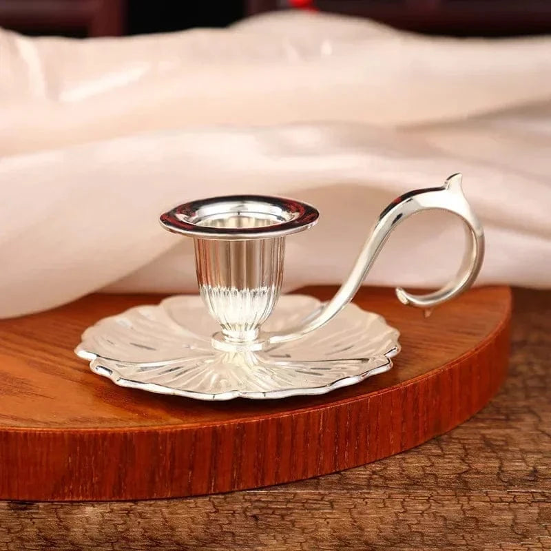 Bougeoir sur pieds | Accessoire classique pour illuminer vos tables Argenté