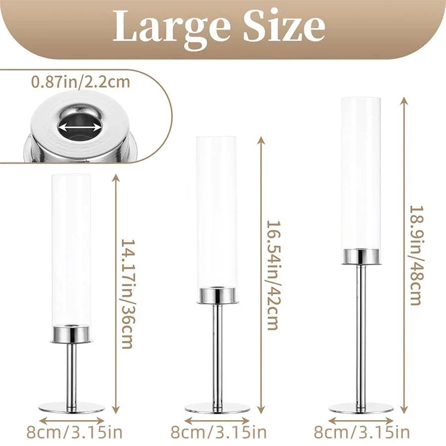 Chandelier en verre | Élégance raffinée pour votre décoration 3 pièces argenté