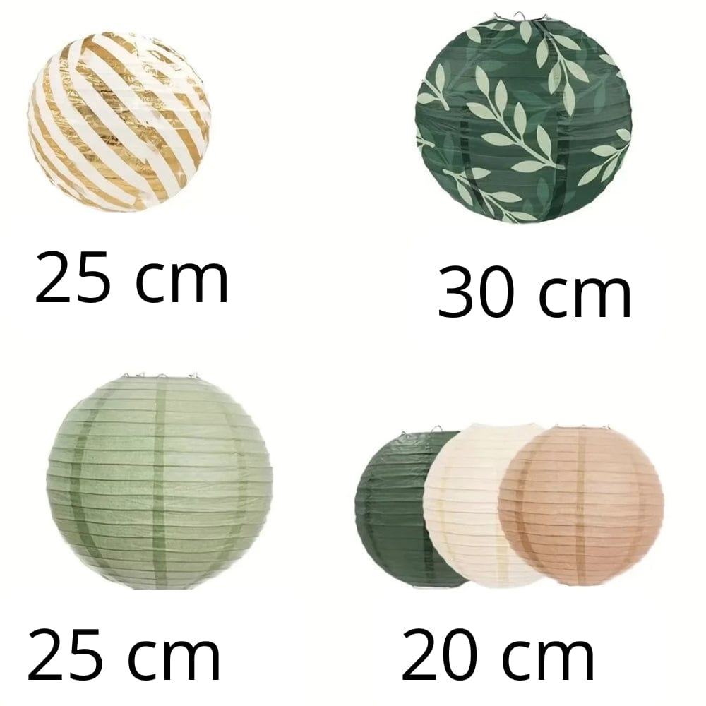 Lanterne en papier | Décoration légère et colorée Vert - Beige / 6 Pièces