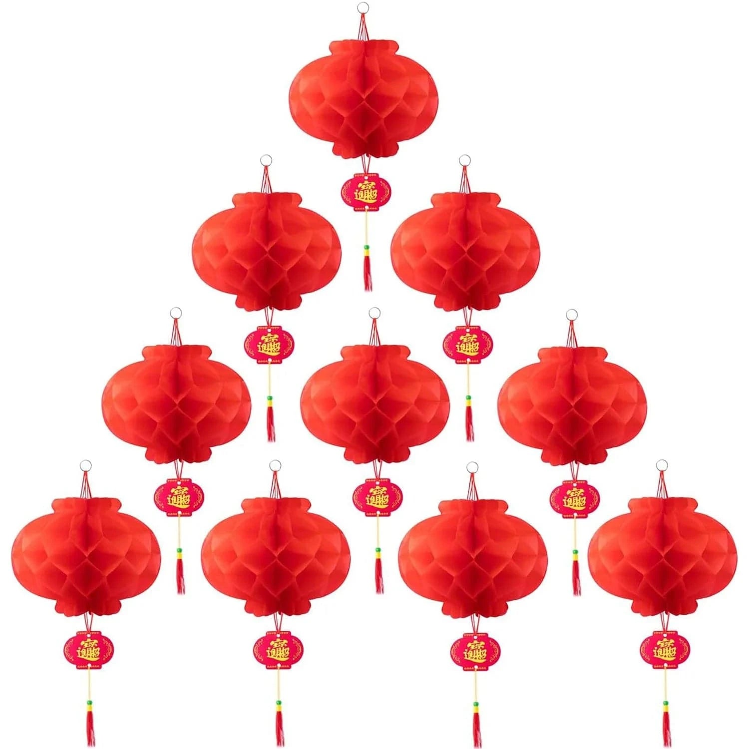 Lanterne rouge | Décoration traditionnelle chinoise Rouge 10 pièces