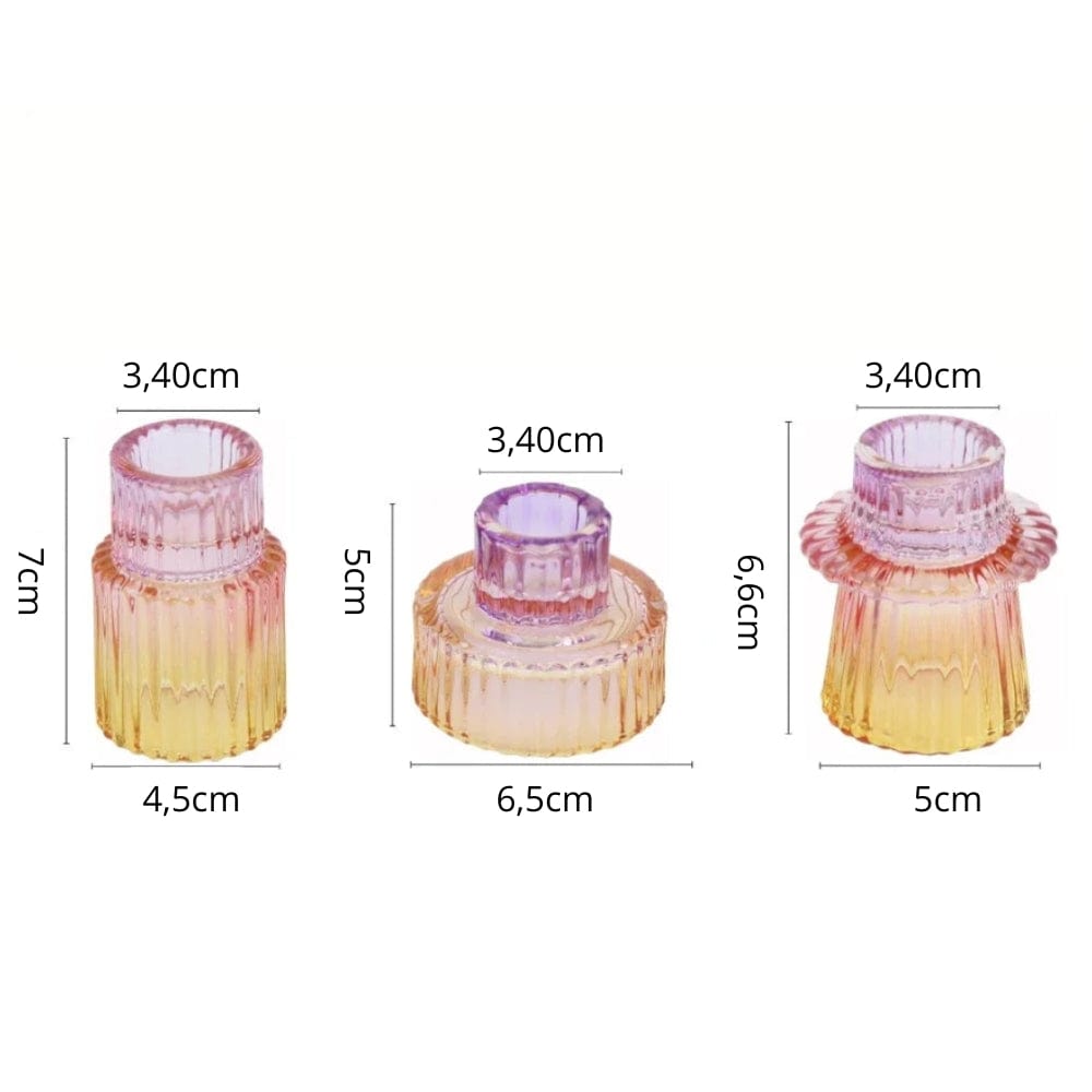 Photophore et bougie | Ambiance chaleureuse pour vos soirées Arc en ciel 3 pièces
