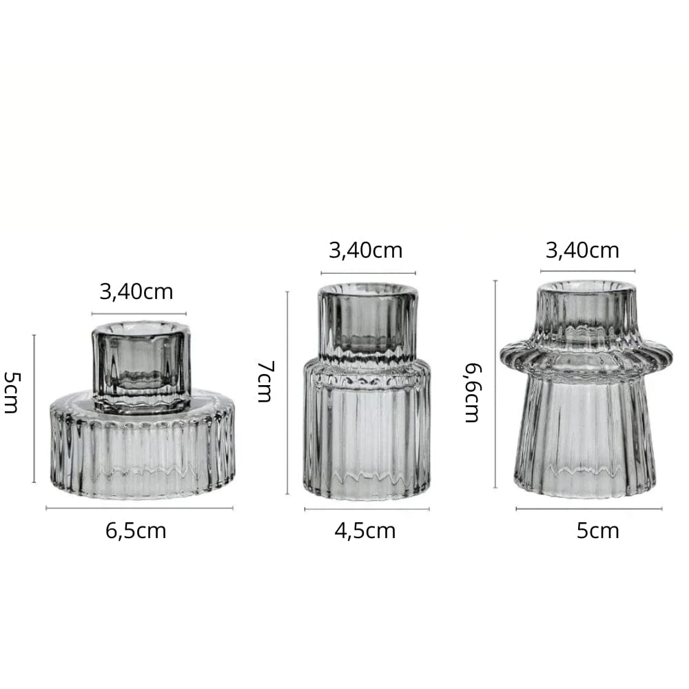 Photophore et bougie | Ambiance chaleureuse pour vos soirées Gris 3 pièces