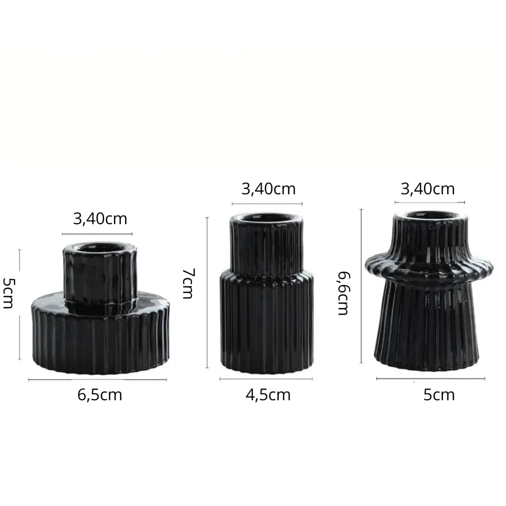 Photophore et bougie | Ambiance chaleureuse pour vos soirées Noir 3 pièces