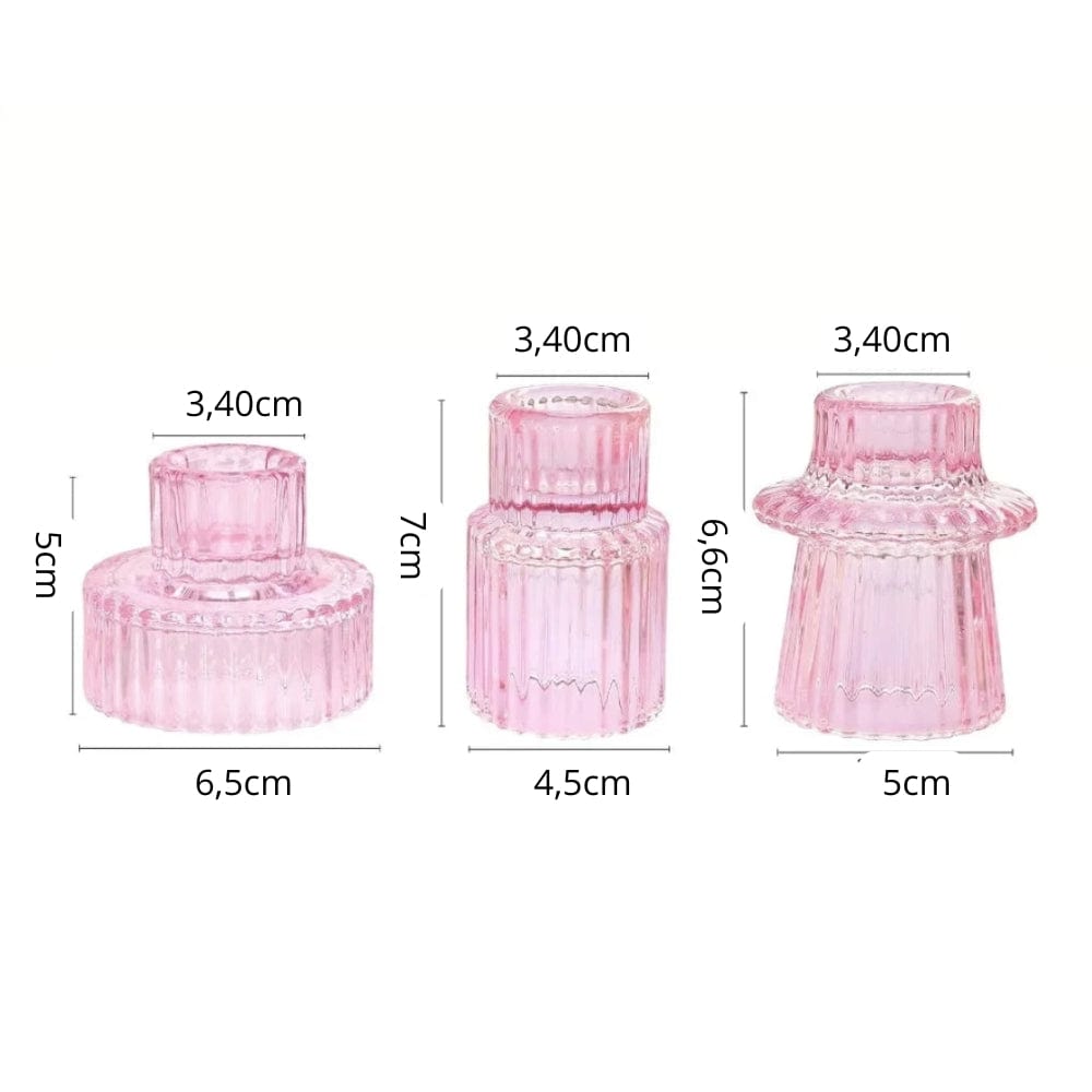 Photophore et bougie | Ambiance chaleureuse pour vos soirées Rose 3 pièces