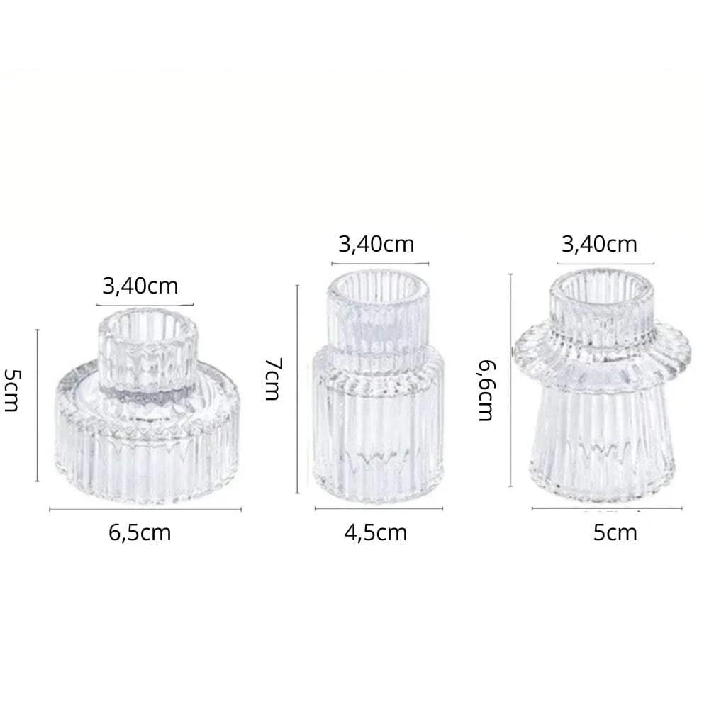 Photophore et bougie | Ambiance chaleureuse pour vos soirées Transparent 3 pièces