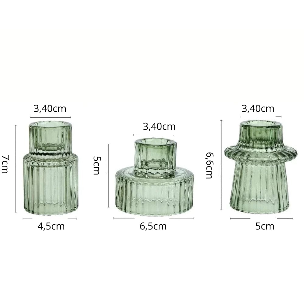 Photophore et bougie | Ambiance chaleureuse pour vos soirées Vert 3 pièces
