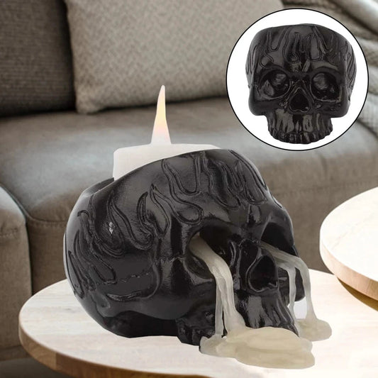 Photophore Halloween crâne | Accessoire lumineux pour une ambiance macabre Noir